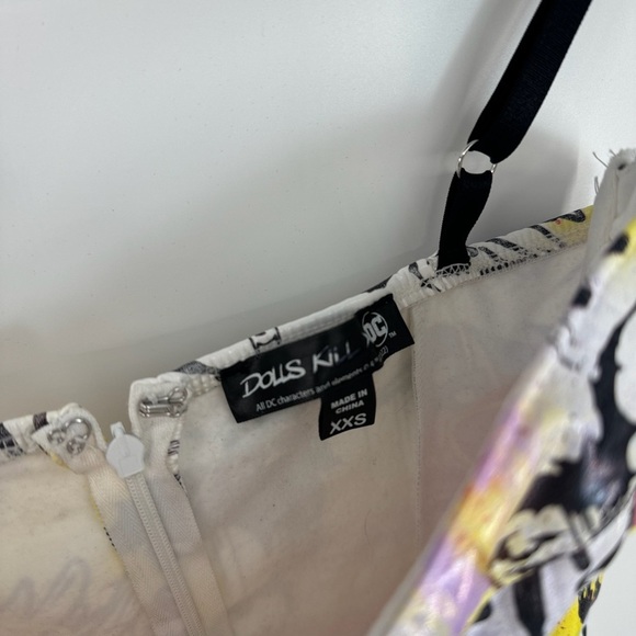 Dolls Kill DC Print Funky Graffiti Corset Spaghetti Strap Mini Dress - Picture 2 of 5